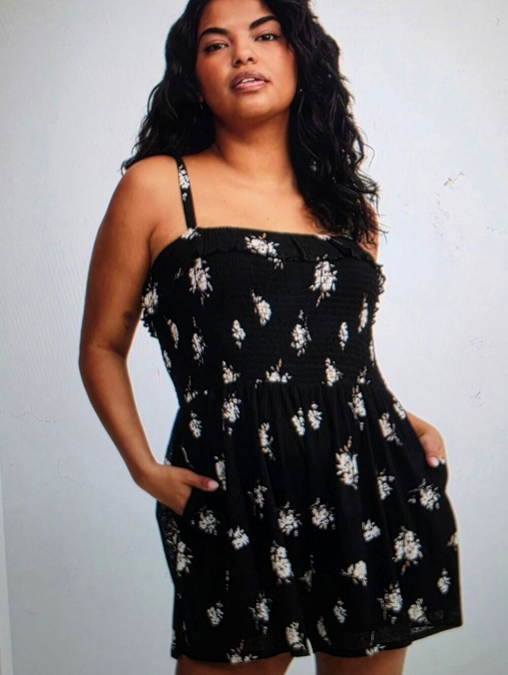 NWT Torrid Women's Ruffle Floral Black Romper size 2X